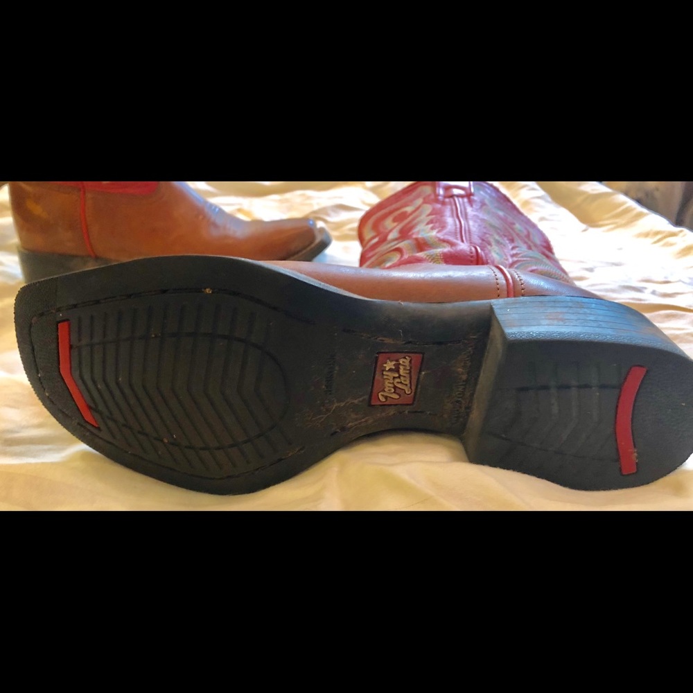 Tony Lama Red and Tan Cowboy Boots - Picture 3 of 6
